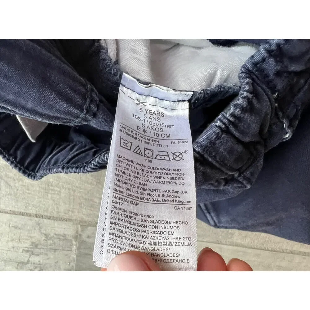 Baby Gap Basic Khaki Navy Blue Jogger Elastic Waist Casual Everyday Pant Chino 5